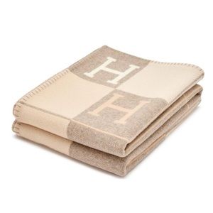 Hermes Coco and Chamomile Cashmere and Merino Wool Avalon III Throw Blanket